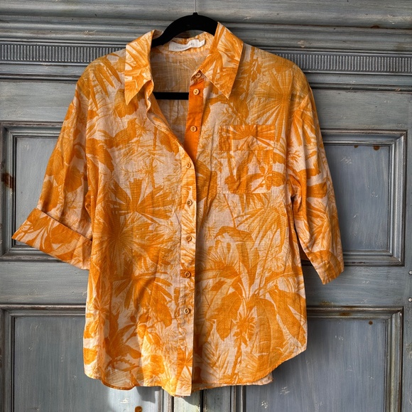 Zimmermann Mae Palm  Shirt in Amber Size 2 - Picture 3 of 7